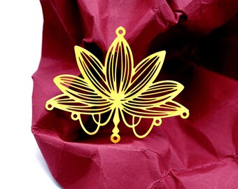 Rohe Messing Charms, Blumen Anhänger, Blume Messing Zubehör, Lotus Halskette Anhänger, Ohrringe, Schmuck liefert, Lotus Messing Charme (RD2259)