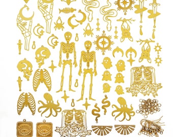 62 Pcs Bulk Charms Raw Brass Earring Charm, Wholesale Earring