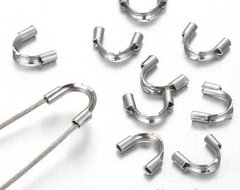 30pcs Stainless Steel Wire Protectors Wire Guard Guardian Protectors loops U Shape Clasps Connector For Jewelry Making Supplies (BXG032)