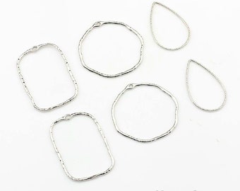 Silver earring hoop, earrings charms, Special Rectangle shape earrings, Circle earring connector, Teardrop shape findings Jewelry (KE110)