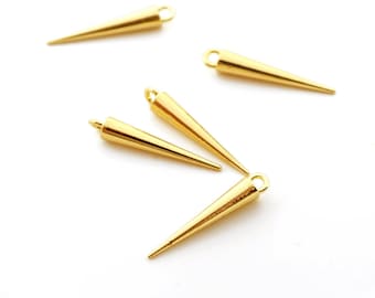 Gold Cone Charm, Earrings Charms, Earring Findings, Cone Charms, Earring Connectors, Necklace Pendant, Jewelry Supplies (NZG516)