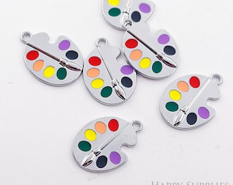 20Pcs Palette Charm, Pigment Earrings Charms, Paintbrush bracelet Earring, Necklace Pendant, Jewelry Supplies (NZG705)