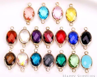50pcs Oval Geometric Shape Zircon Connector Charm, Glass Bracelet Earring Charms, Crystal Gemstone Earring Pendant Charm Wholesale (TR-145)