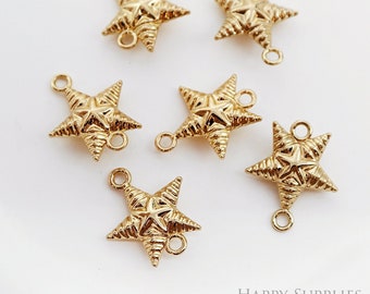 Gold Star Charm, Earring Charms, Earring Findings, Tiny Star Pendant, Earring connectors, Pendant, Jewelry Supplies (NZG456)