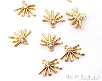 Gold Sun Charm, Morth Star Charm, Earring Findings, Earrings Charms, Earring connectors, Necklace Pendant, Jewelry Supplies  (NZG436)