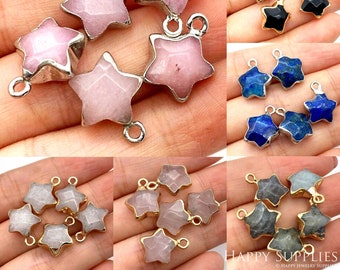 Natural Stone Charms, Stars Faceted Labradorite Pendant, Natural Quartz Earring Charms, DIY Dangle Earrings Jewelry Making (TR-184)