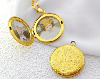 10Pcs Gold Plated Book Locket with Photo Charms, Silver Locket Pendant, Locket Personalized Gift, Picture Locket Gift, Vintage Locket(AU-03)