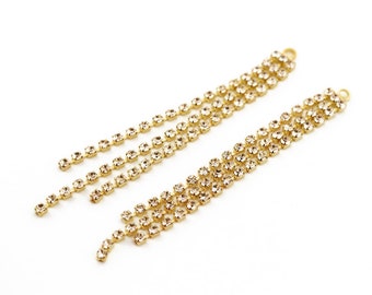 10pcs CZ Pave Gold Chain Tassels 67mm Long , Earrings Tassels ,Tassels Earring ,Jewelry Supplies (NZG639-B)