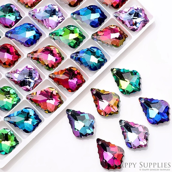 30pcs Crystal Maple leaf Beads, Sun Catchers Leaded Chandelier Crystal Suncatcher Beads Sun Catcher Supplies - AB Aurora Borealis (TR-123)