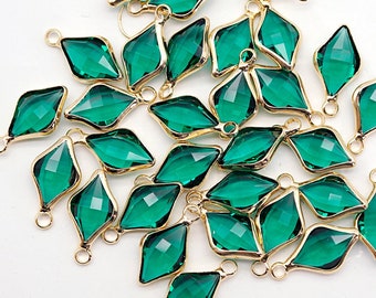 50pcs Diamond Shape Zircon Connector Charm, Glass Bracelet Earring Charms, Crystal Gemstone Earring Pendant Charm Wholesale (TR-159)