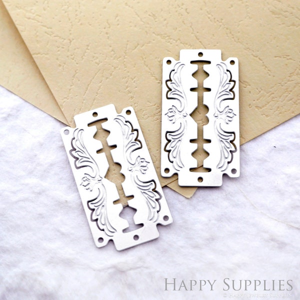 Blade Etched Stainless Steel Charms,  Corroded Blade Steel Charms,  Blade Earrings, Jewelry Supplies, DIY Necklace (SSB548)