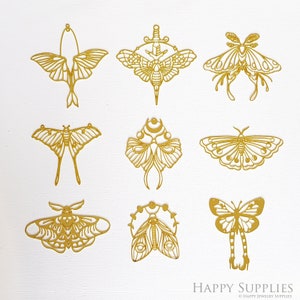 Butterfly Raw Brass Earrings Kits Charms ,Wholesale Earrings Findings Connectors ,Sun Catcher Pendants, Making Jewelry Supplies Set (RHD015)