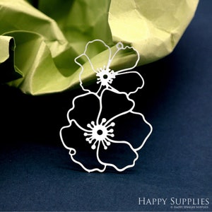Flower Stainless Steel Charms,  Flower Shape Steel Charms,  Geometry Stainless Steel Jewelry Supplies, DIY Necklace, Earrings (SSD2313)