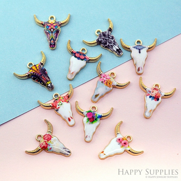 10Pcs Gold Cow Oil dripping Charm, Oxhead Earring Charms, Earrings Charms, Earring Connectors, Necklace Pendant, Jewelry Supplies (NZG719)