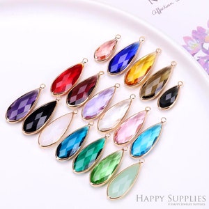 20pcs Drop Geometric Shape Zircon Connector Charm, Glass Bracelet Earring Charms, Crystal Gemstone Earring Pendant Charm Wholesale (TR-152)