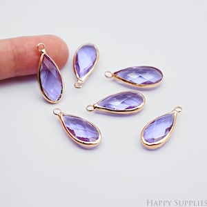 20pcs Gold Plated Teardrop Charm, Tiny Mini CZ Pave Charm, Teardrop Birthstone Charm, Twelve birthstones, Quality Jewelry Supply (TR-152)