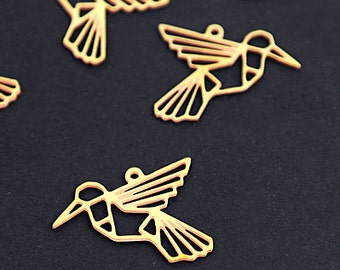 10pcs breloques d'oiseaux en laiton brut en laiton brut, breloques d'oiseaux, résultats de breloques en laiton d'oiseau, breloques de collier d'oiseau, breloques de boucles d'oreilles d'oiseau (RD065)