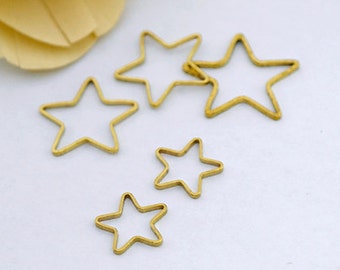 20pcs Raw Brass Star Charms, Star Earring Pendants, Earring Connectors, Brass Findings, Necklace Pendant, Earrings Pendant Connector (ZG147)