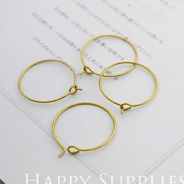 50st nikkel gratis - Hight kwaliteit 20/30/40/50 mm ronde rauwe Brass Hoop Earrings (HE153-R)
