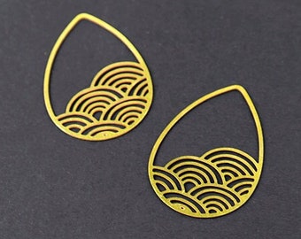 4pcs Raw Brass Teardrop Cloud CharmsPendants, DIY Brass Teardrop Necklace, Cloud Brooch, Teardrop Cloud Earrings (RD052)