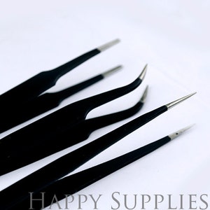 1pcs ESD Precision stainless black Anti-Static Tweezers Maintenance Tools - 3 style to choose elbow pointed tweezers