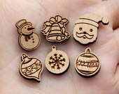 4pcs (SWC223-228) DIY Laser Cut Wooden Christmas Series Charms