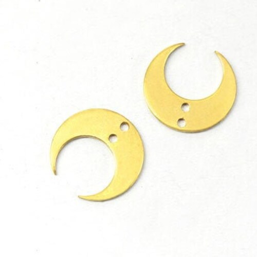 Brass Moon Pendant Raw Brass Moon Charms With 3 Loops Etsy