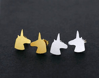 Nickel Free Unicorn Earrings,Golden/Silver/Rose Gold Unicorn Stud Earrings,Unicorn Earring Studs/Posts,Brass Unicorn Earrings(ZEN129)