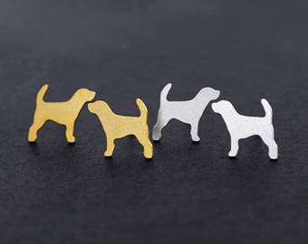 Nickel Free Puppy Dog Earrings, Golden/Silver/Rose Gold Puppy Dog Stud Earrings, Puppy Dog Earring Studs/Posts, Puppy Dog Earrings (ZEN131)