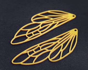 20% off 1Pc Golden/Silver Dragonfly Wing Charm / Pendant, Fit For DIY Dragonfly Wing Necklace, Brooch, Wing Earrings (GD187/SD187)