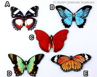 5pcs Handmade Wooden Butterfly Charms / Pendants (CWM04)
