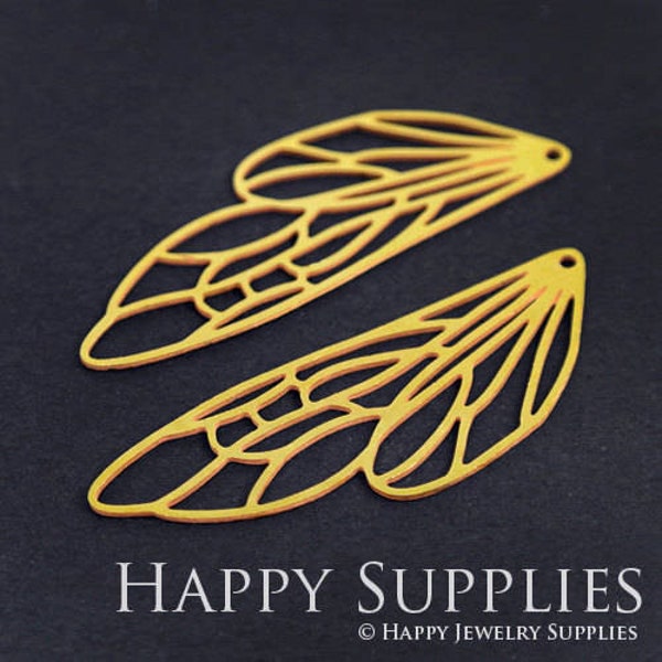 Raw Brass Dragonfly Wing Charms  Pendants,  DIY Dragonfly Wing Necklace, Brooch, Dragonfly Wing Earrings (RD187)