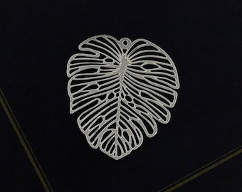 Monstera Leaf Stainless Steel Charms, Leaf Steel Charms, Monstera Leaf Stainless Steel Jewelry Supplies, DIY Necklace, Earrings (SSD652)
