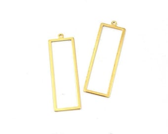 Brass Rectangle Pendant, Raw Brass Geometric Charms With 1 Loop, Charms, Pendants, Connectors, Brass Necklace Jewelry Findings(NZG177)
