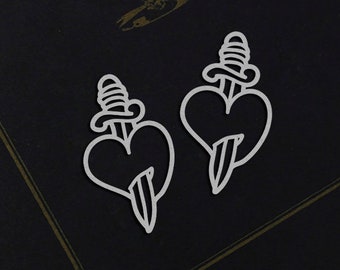 Breloques en acier inoxydable, pendentifs coeur géométriques, apprêts en acier, pendentifs de collier, boucles d'oreilles, articles de bijouterie, breloques coeur en acier (SSD1020)