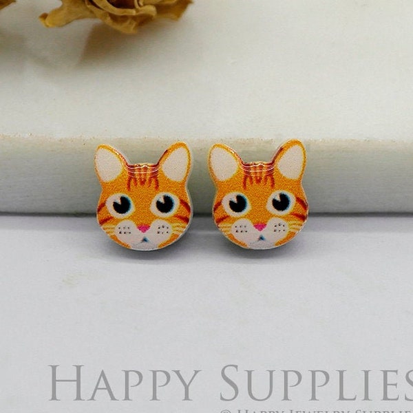 4pcs (2 Pairs) Laser Cut Mini Acrylic Resin Cats Laser Cut Jewelry Pendant / Charm, Fit For Earring, Ring (AR258)