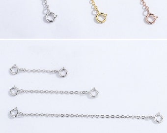 Safety chain / extender - spring ring - 925 sterling silver, gold extender/ rose gold extender