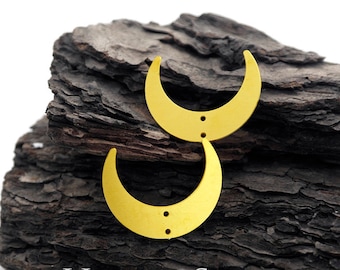 4pcs Raw Brass Corroded Raw Brass Moon Charms  Pendants,   Necklace, Earring (RD508)