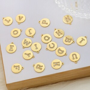 18k Gold Letters Pendant Charm, Personalized Alphabet Name Findings, Wholesale Jewelry Supply (NZG428)