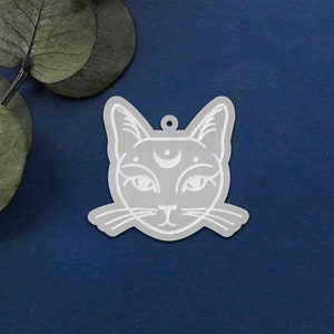 4pcs Cat Etched Stainless Steel Charms, Corroded Cat Steel Charms, Cat Stainless Steel Jewelry Supplies, DIY Necklace, Earrings (SSB73)