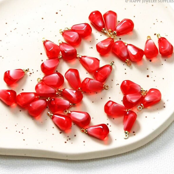 10pcs Pomegranate seeds Charms Resin Fruit Pendant DIY bracelet necklace earring Jewelry Findings, Pink pomegranate seed earrings (TR-172)