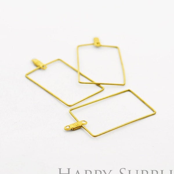 10Pcs 20x32mm Raw Brass Geometric Rectangle Charms / Connector van 20Pcs 20x32mm