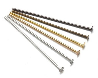 200pcs/Lot 20 25 30 40 50 60 70mm Flat Head Pins Gold/Silver/Copper/Rhodium Headpins For Jewelry Findings Making DIY Supplies (ZG400)