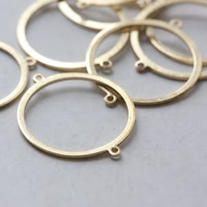 Brass Circle Ring Charms - Raw Brass Circle Earrings Charms - Brass Circle Connectors Jewlery Making - 2 Hole (NZG159)