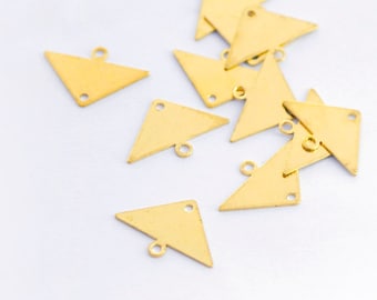 30Pcs Raw Brass 10.9x16.5mm Triangle Pendant Charms Connector with 2 Hole - Jewelry Making - Necklace Jewelry Findings (NZG209)