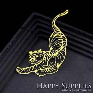 Raw Brass Charms, Tiger Pendants, Brass Findings,Necklace Pendants, Tiger Earrings Charms, Jewelry Supplies, geometry Brass Charms (RD1901)