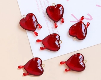 3D Acrylic Heart Charms, Valentine's Day Earrings and Pendant, Red Heart Earring, Love Earring, Earring Findings, Jewellery Supplies(TR-101)