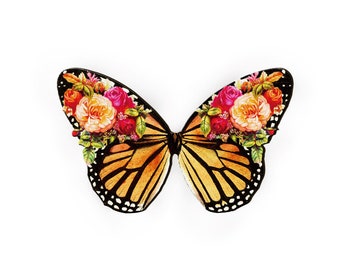 Wooden Butterfly Act Various Cute Charms, Handmade Laser Cut Wood Animals Pendants, Fit for Necklace Earrings Brooch (CW028-D)