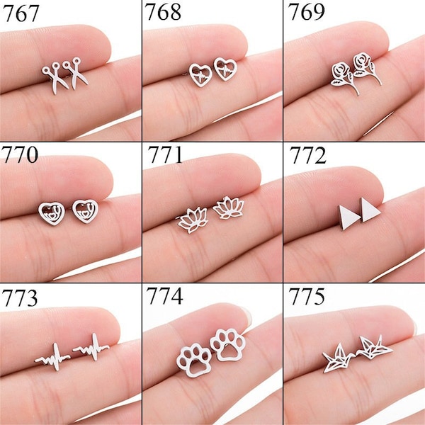 Minimalist Stainless Steel Earrings / Stud Earrings / Gold Earrings/ black Earrings / earrings studs/ stud earrings for women (ZE585)