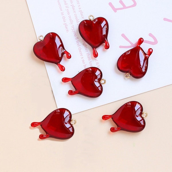 3D Acrylic Heart Charms, Valentine's Day Earrings and Pendant, Red Heart Earring, Love Earring, Earring Findings, Jewellery Supplies(TR-101)